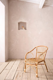 Single mid century two tone bamboo side chair