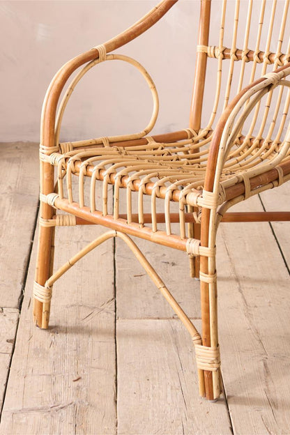 Single mid century two tone bamboo side chair