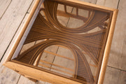 Mid Century Smoked Glass Top Bamboo Side Table