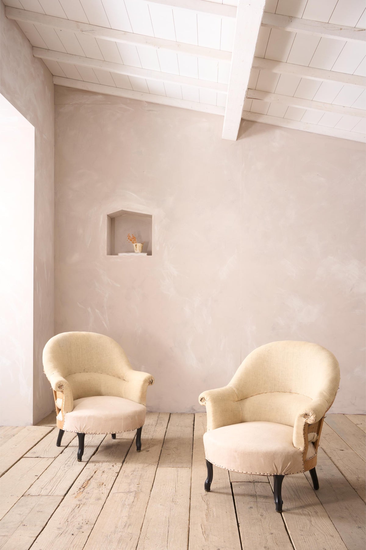 Pair of Napoleon III tub chairs with cabriole legs - TallBoy Interiors