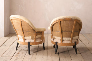 Pair of Napoleon III tub chairs with cabriole legs