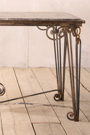 Mid century Fossil marble console table with metal base - TallBoy Interiors