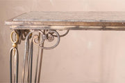 Mid century Fossil marble console table with metal base - TallBoy Interiors