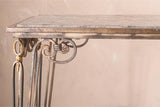 Mid century Fossil marble console table with metal base