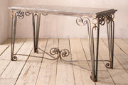 Mid century Fossil marble console table with metal base - TallBoy Interiors