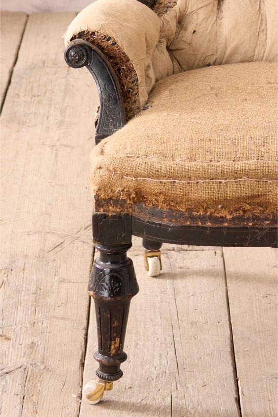 English Aesthetic movement nursing chair, possibly by Maple & Co