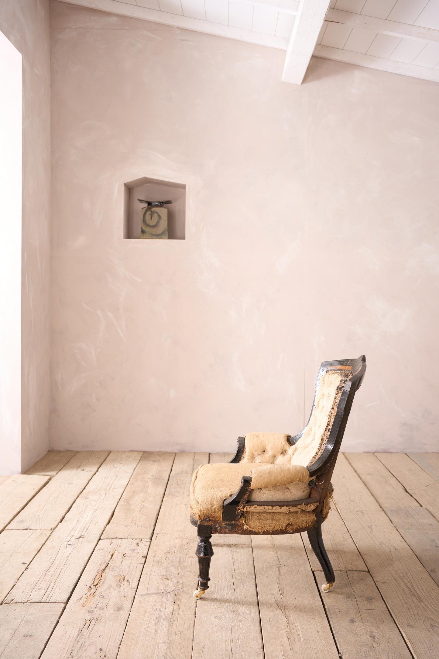 English Aesthetic movement nursing chair, possibly by Maple & Co