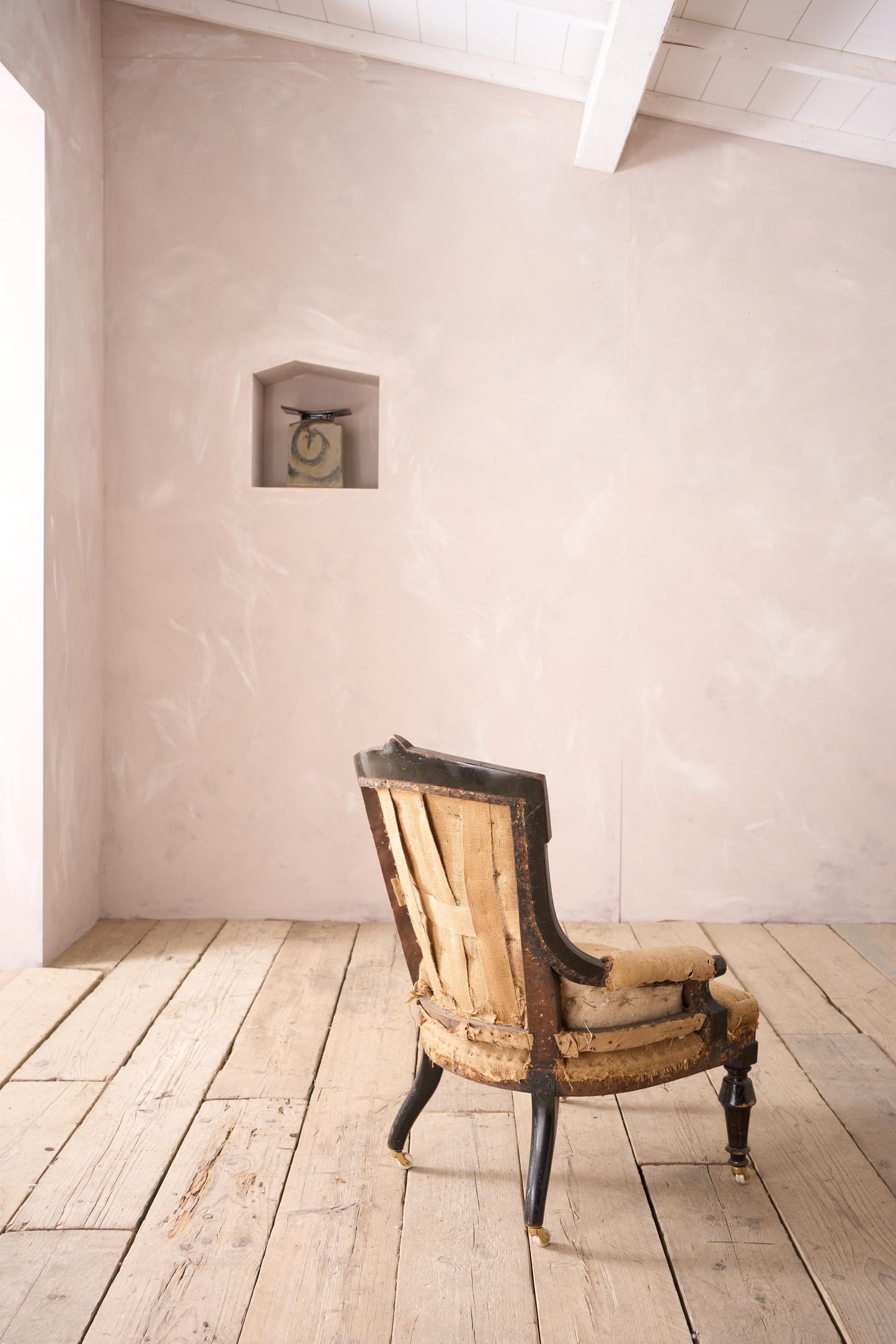 English Aesthetic movement nursing chair, possibly by Maple & Co