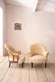 Pair of Napoleon III tub chairs with turned legs