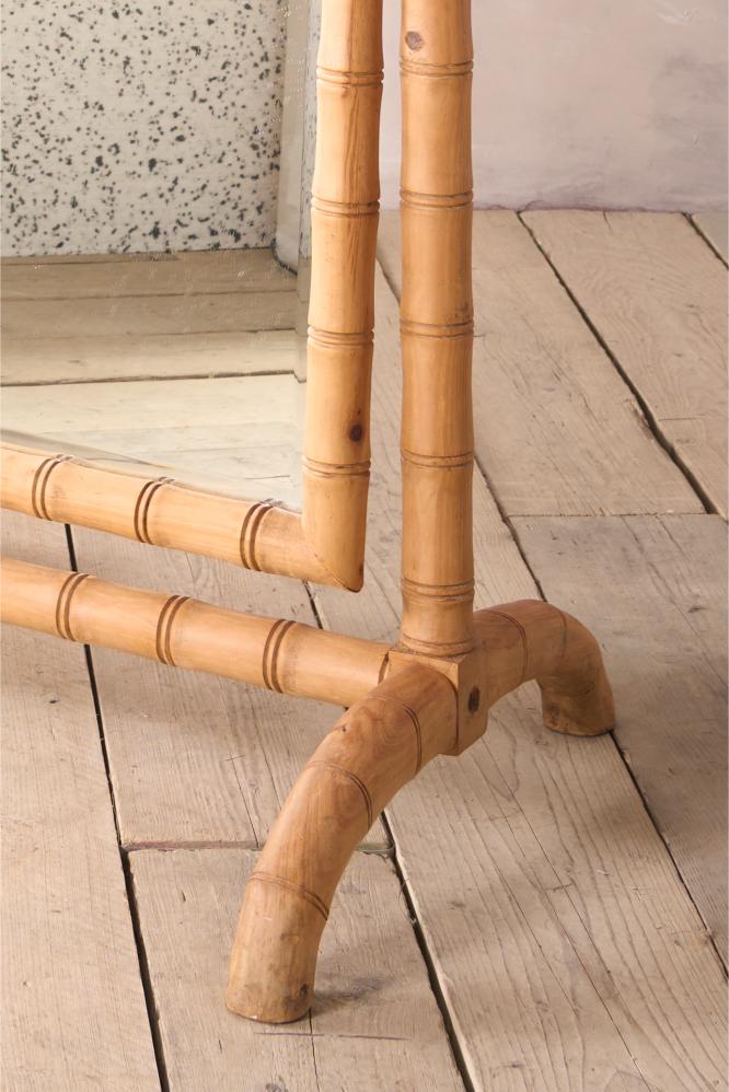 Early 20th century Faux bamboo cheval mirror - TallBoy Interiors