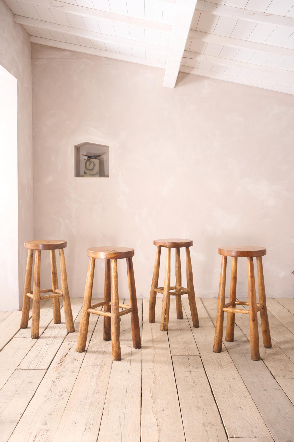 Set of 4 Cherrywood bar stools - TallBoy Interiors