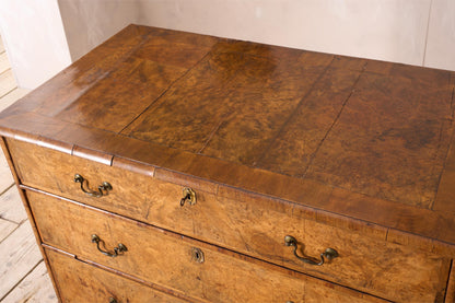 c.1720 English Georgian burr walnut chest of drawers