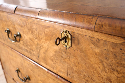 c.1720 English Georgian burr walnut chest of drawers