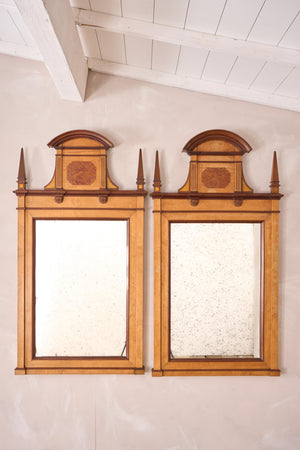 Pair of large 19th century Maple and Walnut wall mirrors