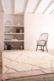 RESERVED Moroccan Berber rug - Pink and white #1 - TallBoy Interiors