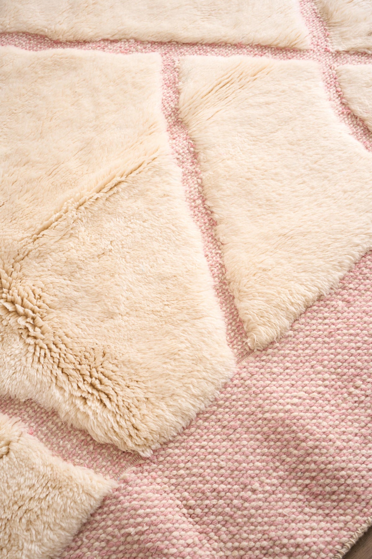 RESERVED Moroccan Berber rug - Pink and white #1 - TallBoy Interiors