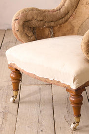 English 19th century curved iron back armchair