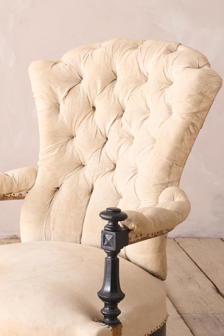 Napoleon III buttoned back open armchair