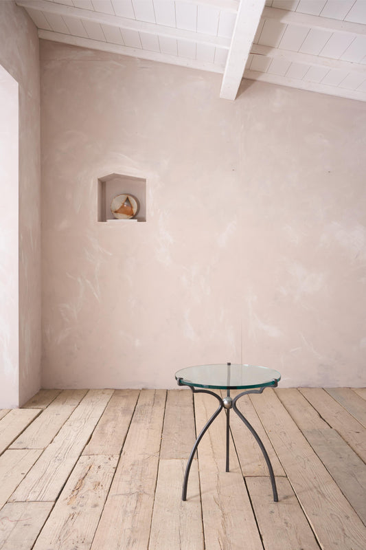 Mid 20th century glass and iron side table by Peter Ghyczy
