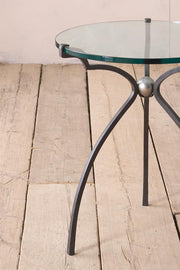 Mid 20th century glass and iron side table by Peter Ghyczy