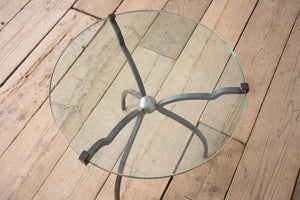 Mid 20th century glass and iron side table by Peter Ghyczy