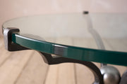 Mid 20th century glass and iron side table by Peter Ghyczy