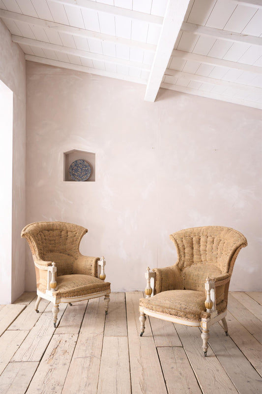 Pair of 19th century Painted fishtail armchairs