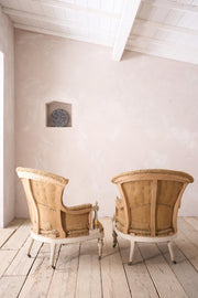 Pair of 19th century Painted fishtail armchairs
