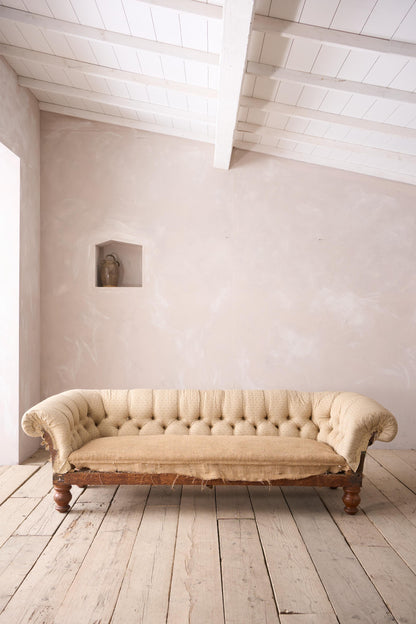 Victorian deep buttoned scroll arm chesterfield sofa