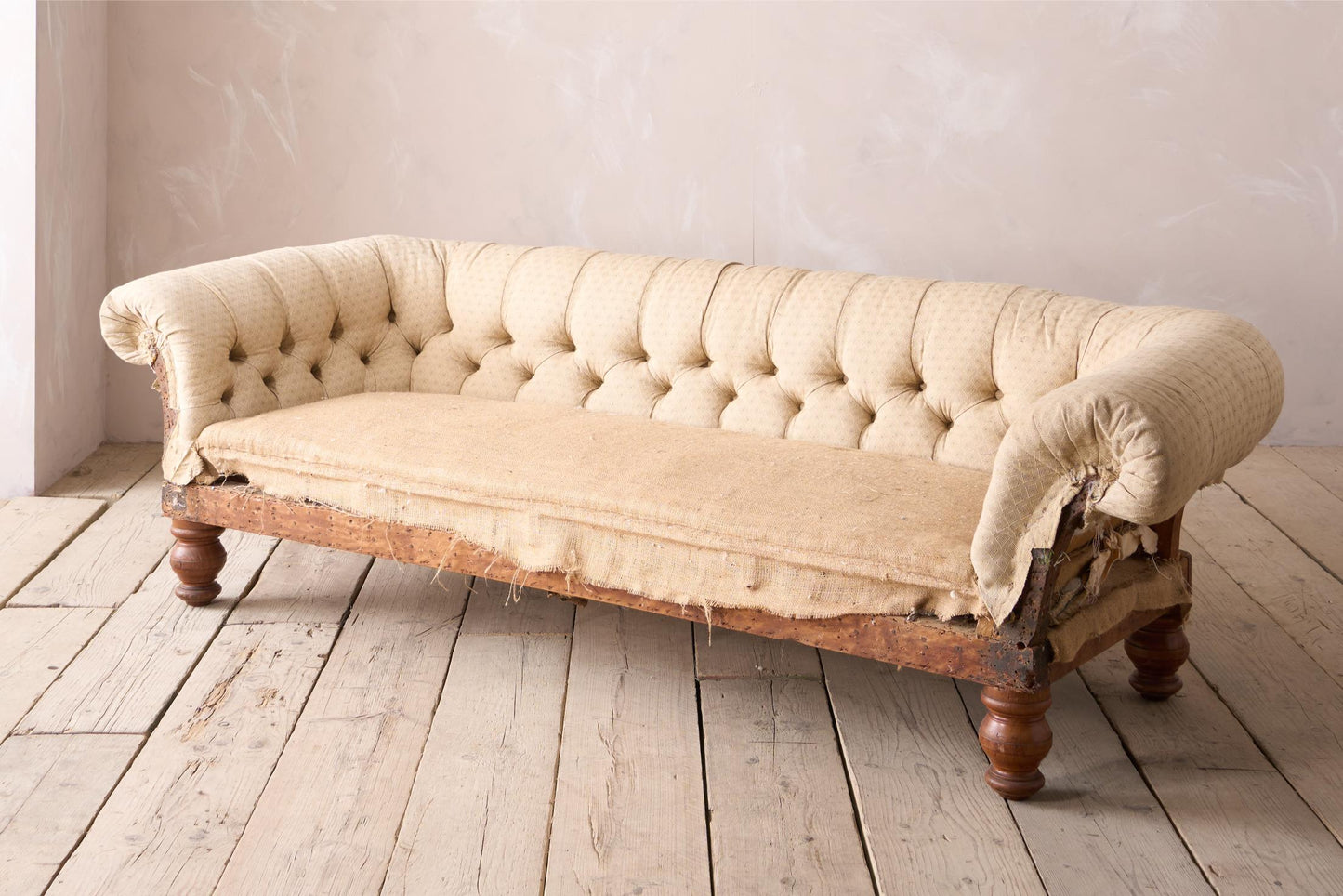 Victorian deep buttoned scroll arm chesterfield sofa