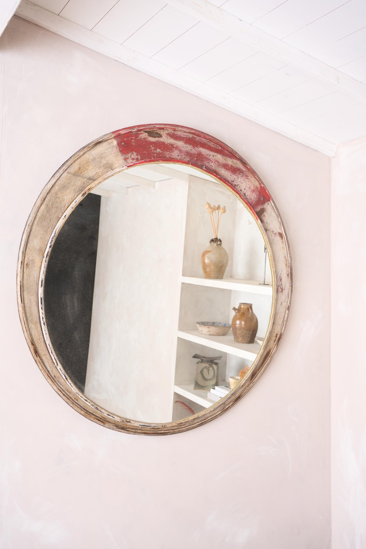20th century Flat plate industrial railway mirror - TallBoy Interiors