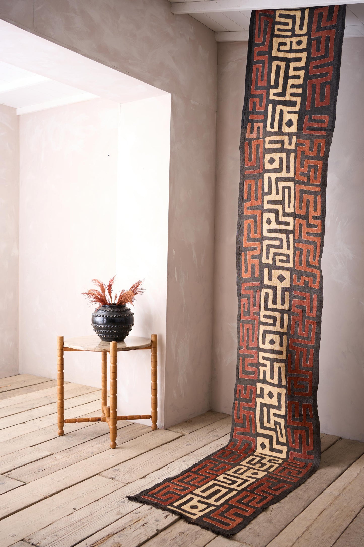 20th century African Kuba cloth from the Congo - Red and black