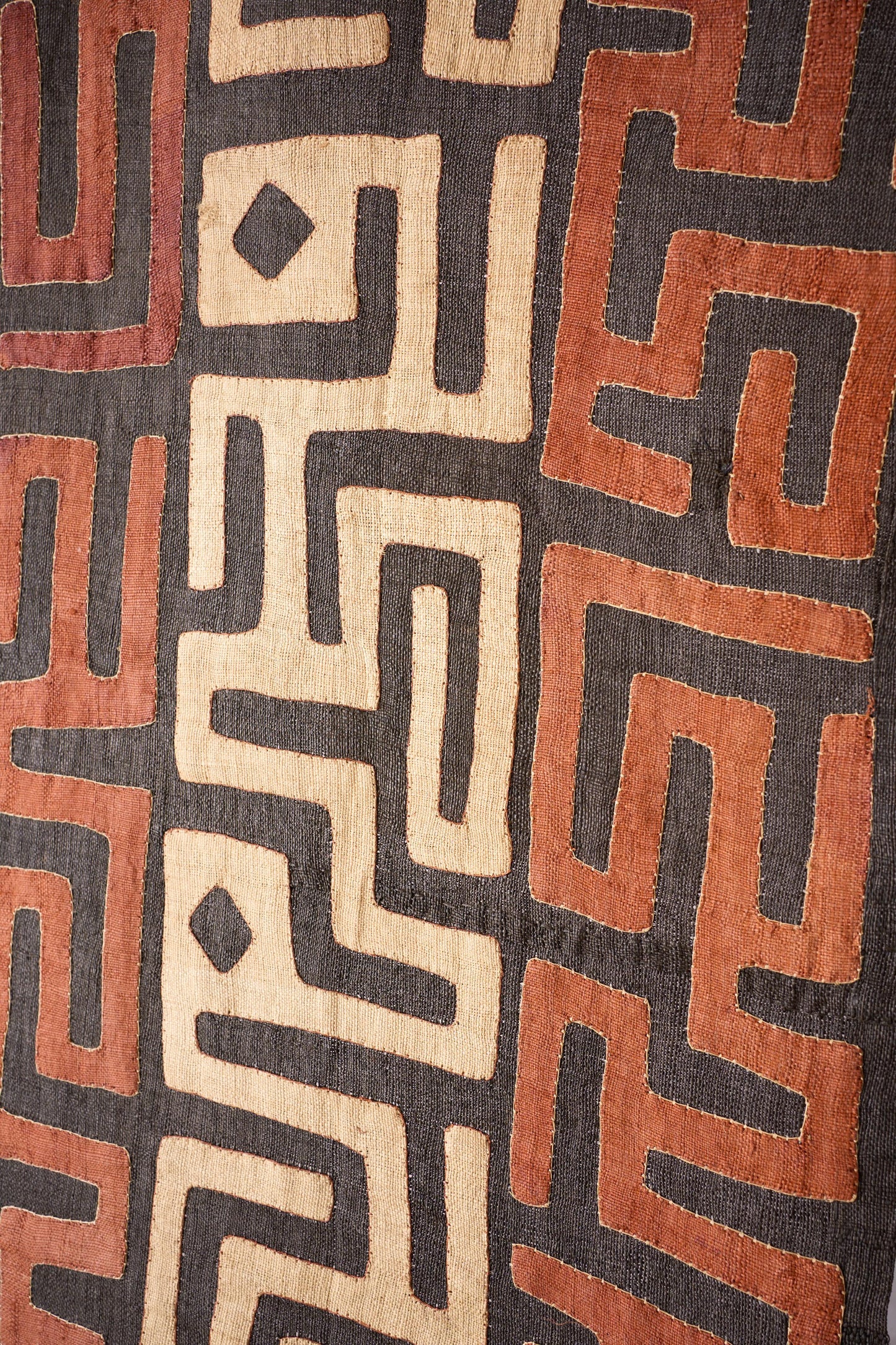 20th century African Kuba cloth from the Congo - Red and black
