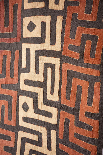 20th century African Kuba cloth from the Congo - Red and black