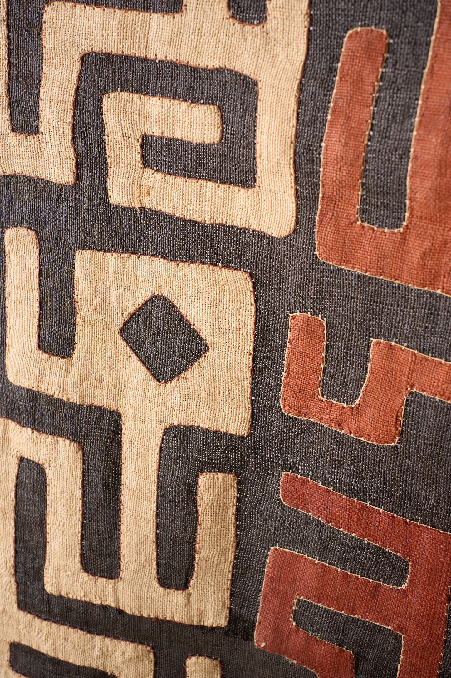 20th century African Kuba cloth from the Congo - Red and black