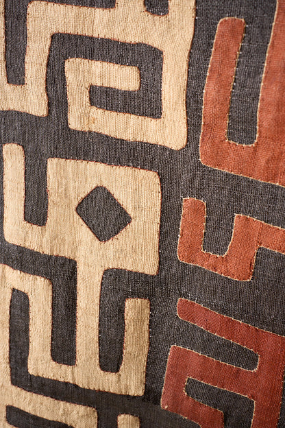 20th century African Kuba cloth from the Congo - Red and black