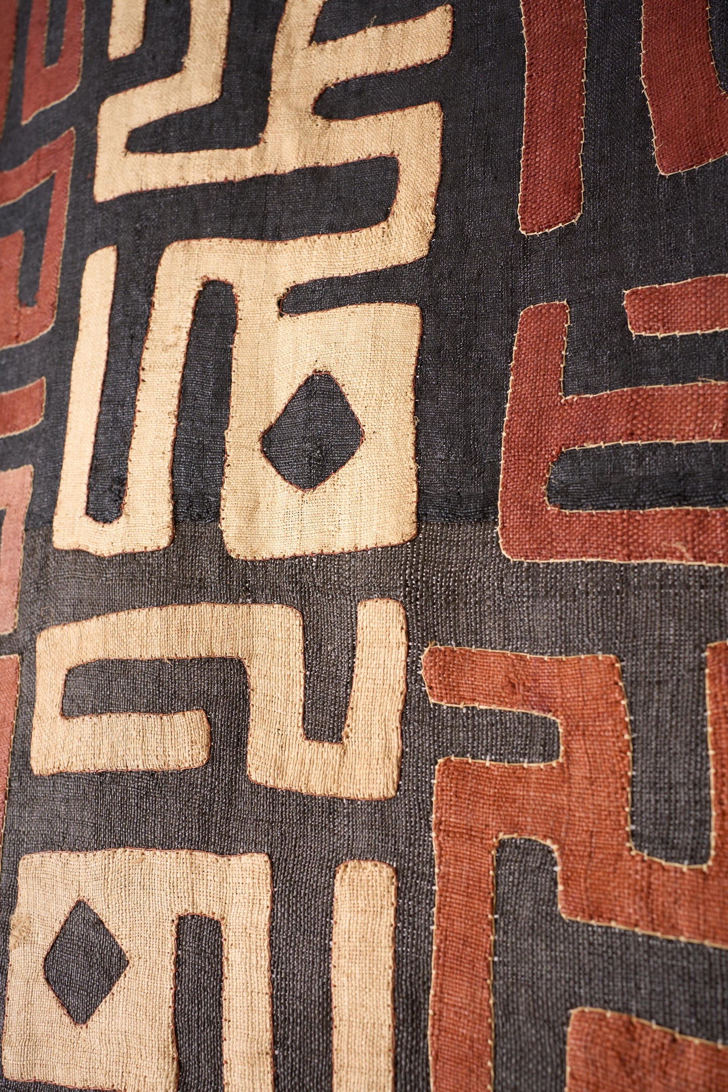 20th century African Kuba cloth from the Congo - Red and black
