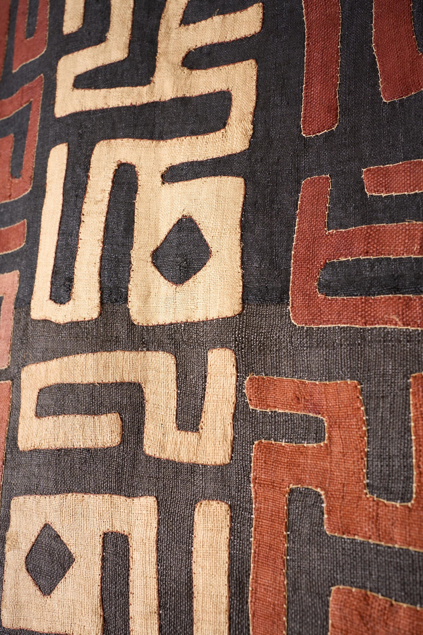20th century African Kuba cloth from the Congo - Red and black