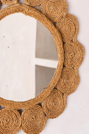 Mid century rattan scalloped wall mirror - TallBoy Interiors
