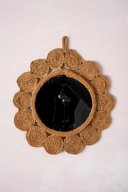 Mid century rattan scalloped wall mirror - TallBoy Interiors