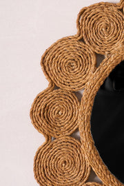 Mid century rattan scalloped wall mirror - TallBoy Interiors