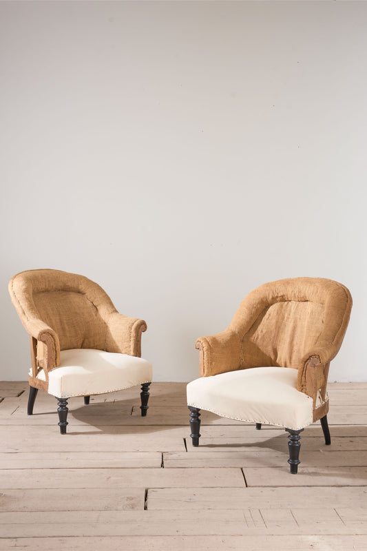 Pair of Napoleon III Hessian tub chairs
