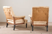 Pair of Napoleon III buttoned square back armchairs - TallBoy Interiors