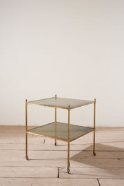Early 20th century Green leather and brass side table - TallBoy Interiors