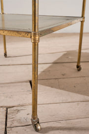 Early 20th century Green leather and brass side table - TallBoy Interiors