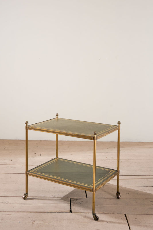 Early 20th century Green and brass leather side table - Rectangle