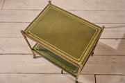 Early 20th century Green and brass leather side table - Rectangle - TallBoy Interiors