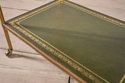 Early 20th century Green and brass leather side table - Rectangle - TallBoy Interiors