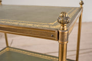 Early 20th century Green and brass leather side table - Rectangle - TallBoy Interiors