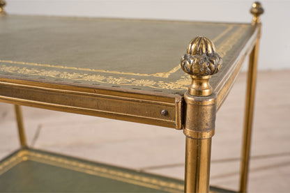 Early 20th century Green and brass leather side table - Rectangle